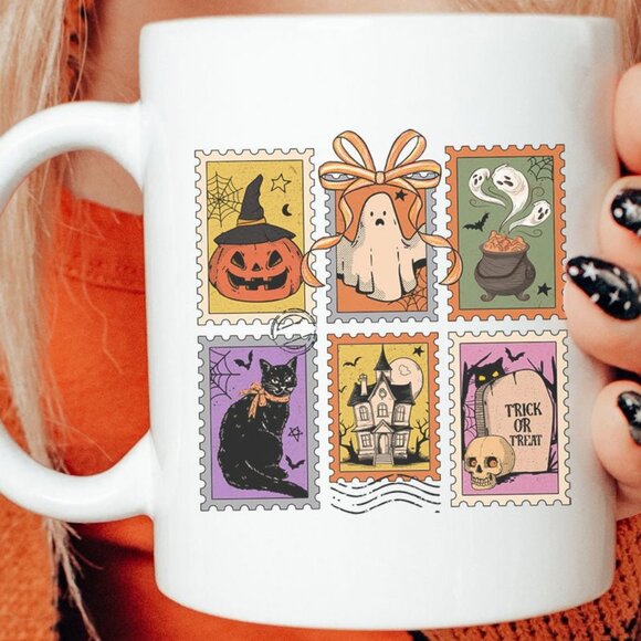 Other - VINTAGE HALLOWEEN STAMPS CERAMIC MUG 15 oz